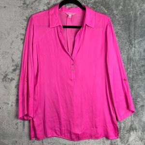 Lilly Pulitzer Tunic Top Womens Small Pink Long Sleeve Pullover Resort wear